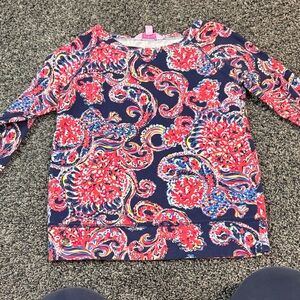 Lilly Pulitzer Navy and Pink Paisley Sweatshirt